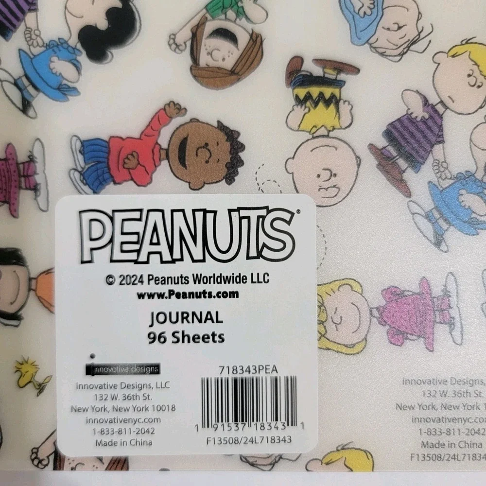 Peanuts Snoopy & The Gang Journal Notebook 96 Sheets With Tabs Vinyl 6.5w X8.5H